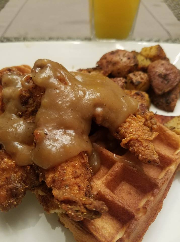 Chicken and Waffles with Maple Chicken gravy