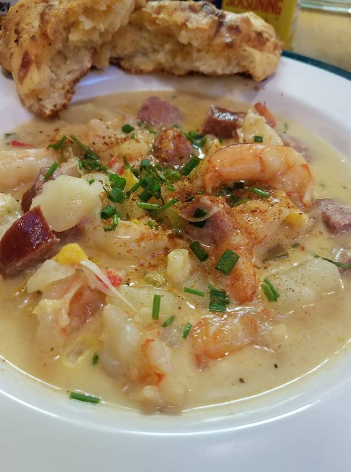 Shrimp and Corn Chowder w/ Cheddar Bay Biscuits