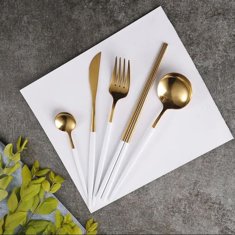 5 PC Gold Cutlery Set