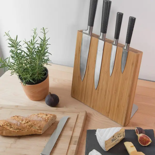 Magnetic bamboo knife holder