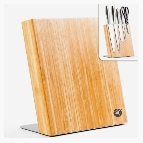 Magnetic bamboo knife holder