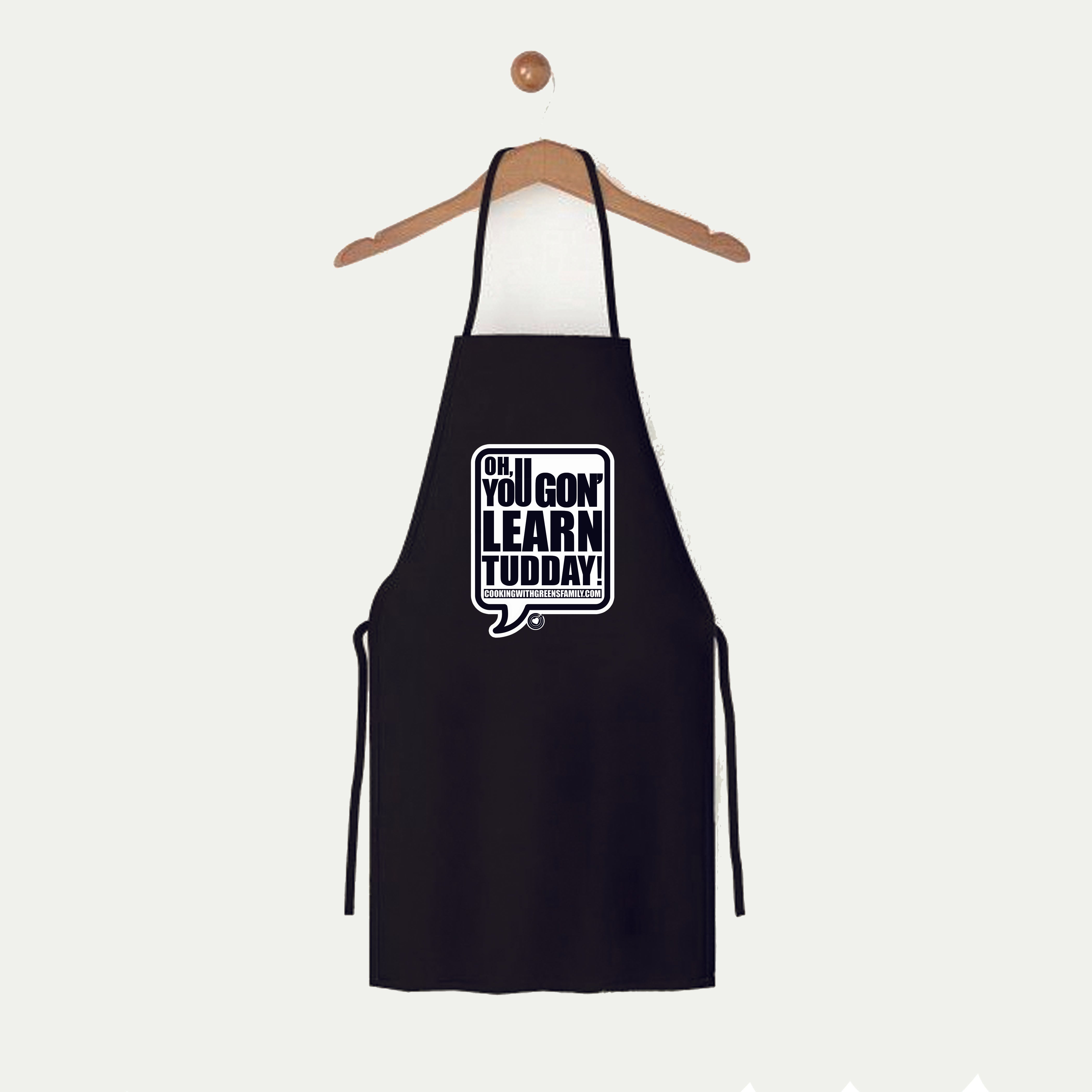 You gon' learn tudday logo apron